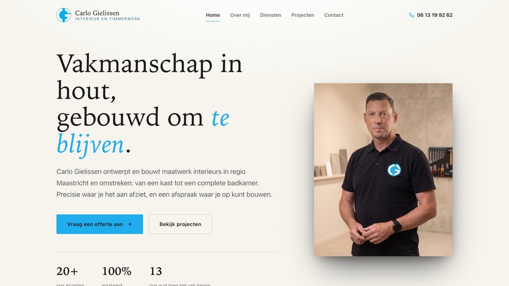 Website van Carlo Gielissen Interieurbouw