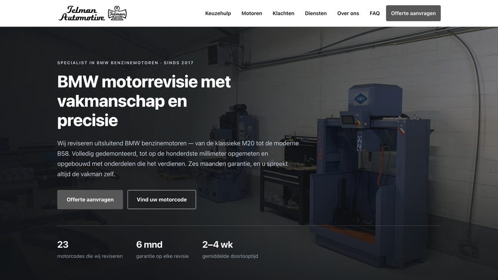 Website van Telman Automotive